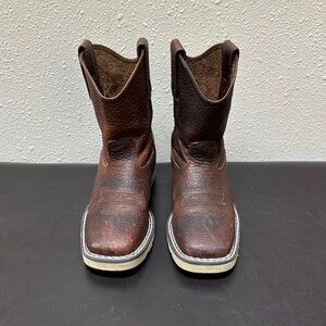 Rugged Brown Leather Cowboy Boots